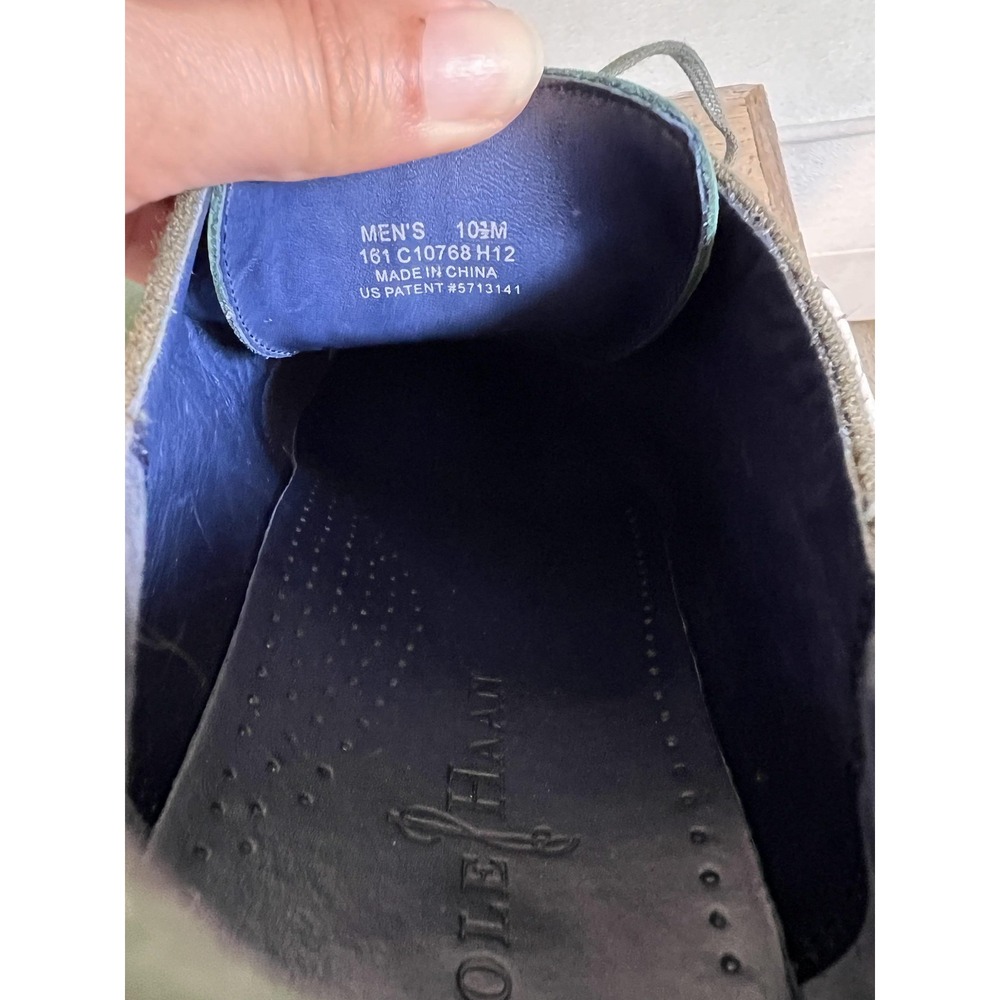 Cole Haan Air Shoes Mens 10.5 Green Suede Wool Cap Toe Oxford Lace Up Preppy - Picture 10 of 11